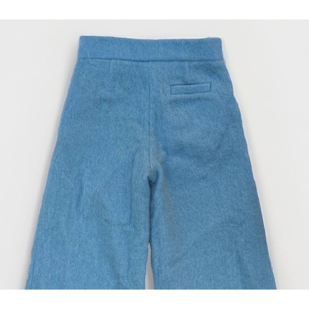 American Retro Renaud Mohair Wide Leg Pants Size 34 Baby Blue Nasty Gal Cropped - Picture 10 of 14